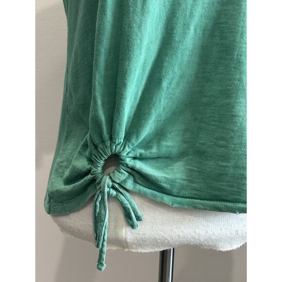 Aerie Kelly Green Distressed Crop Tee T-Shirt Top Tie Hem Women's Small - Picture 2 of 15